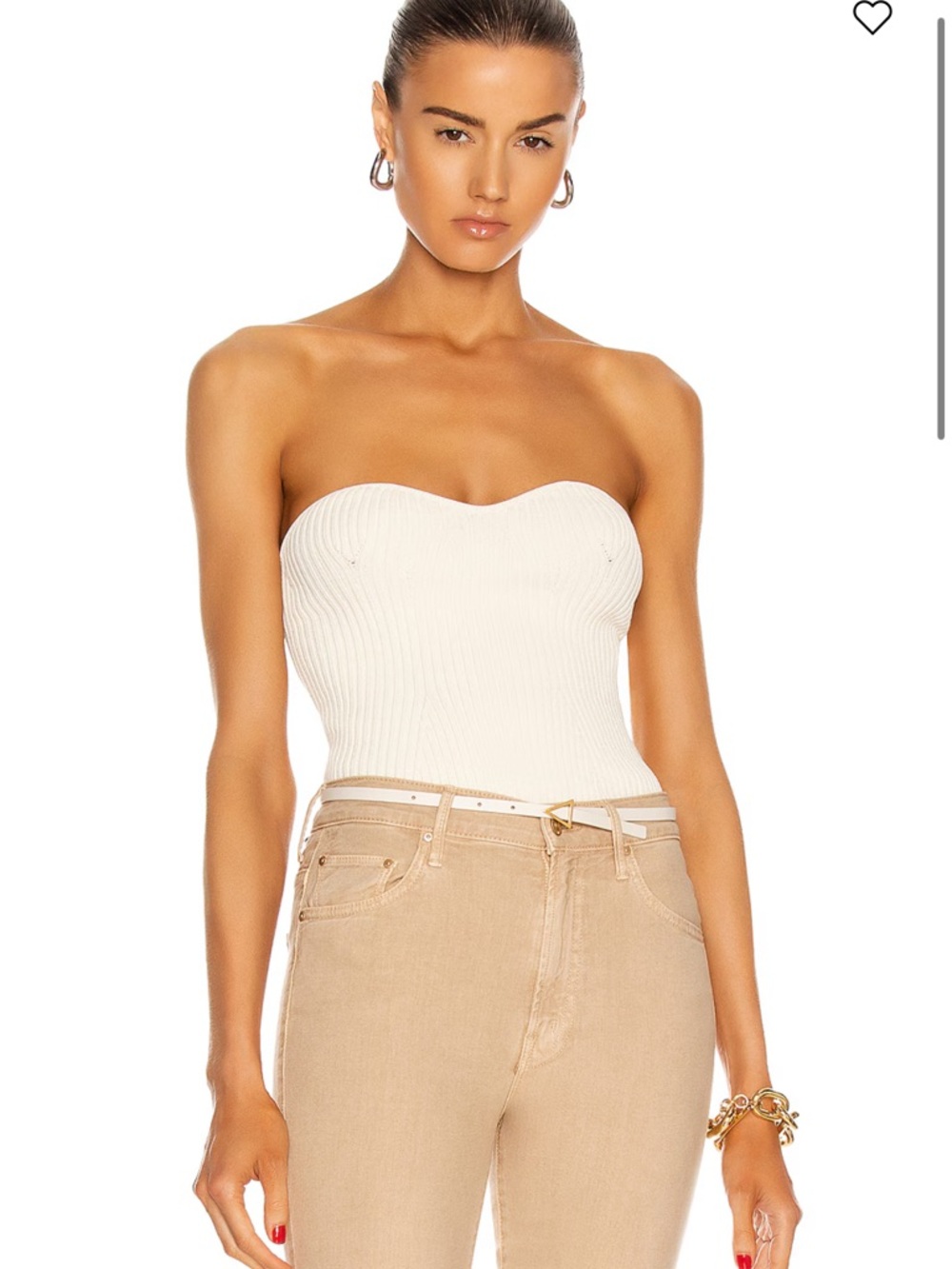 Strapless Ribbed Sweetheart Tube Top - White